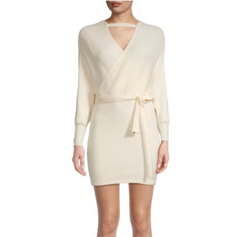 NWT Saks Off 5th Luna Faux Wrap Sweater Dress